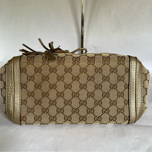 Gucci Bella Flap 2-Way Satchel GG Canvas Gold Leather - Picture 4 of 16